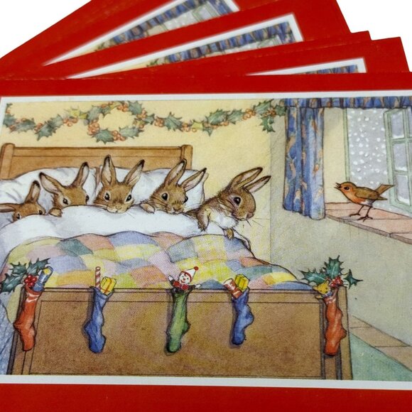 15 Christmas Cards Boxed Set Marcel Schurman Whimsical Rabbits by Molly Brett - Picture 3 of 7